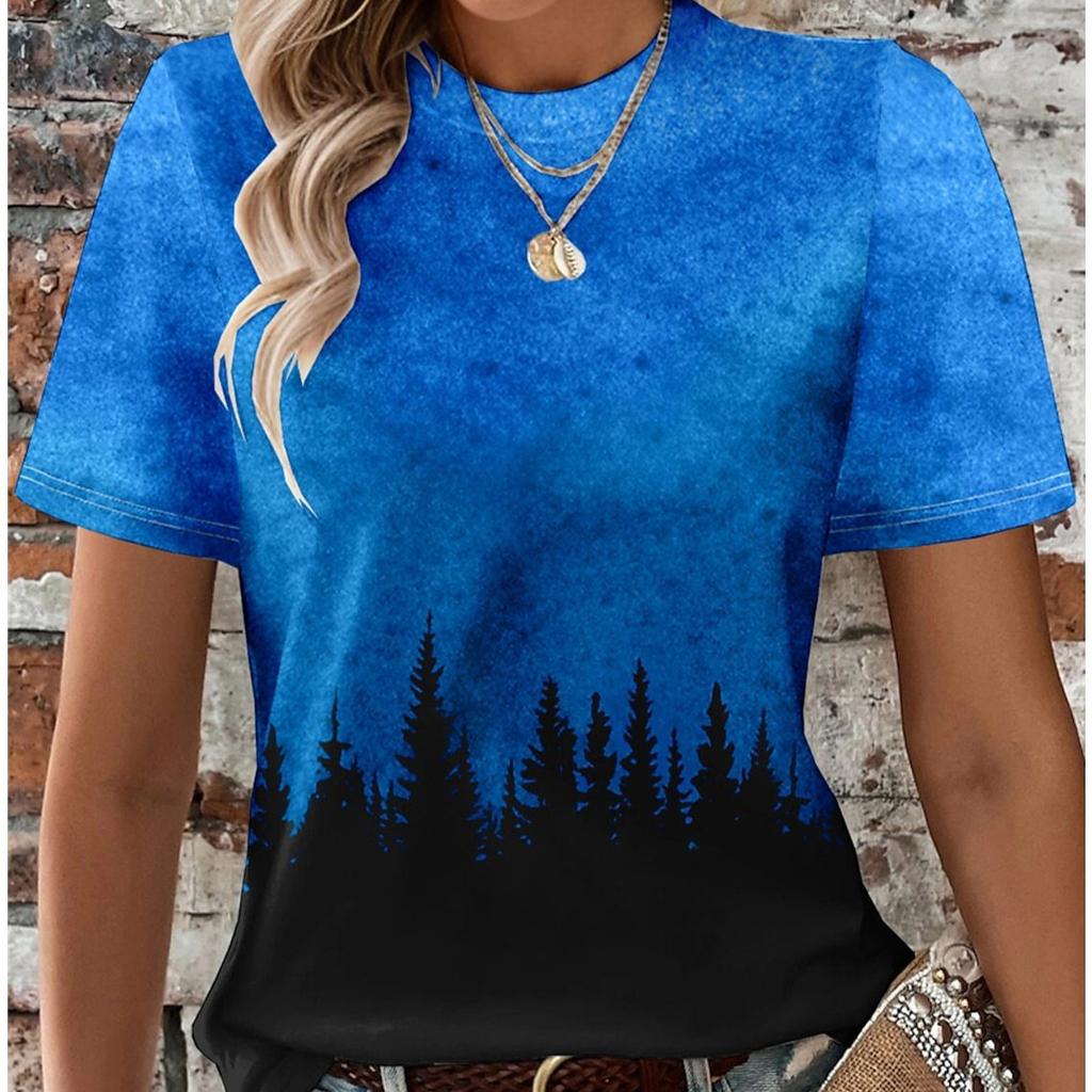 Summer Casual Comfortable Women's Fashion Printing Round Neck Short Sleeved Plus Size T-shirt