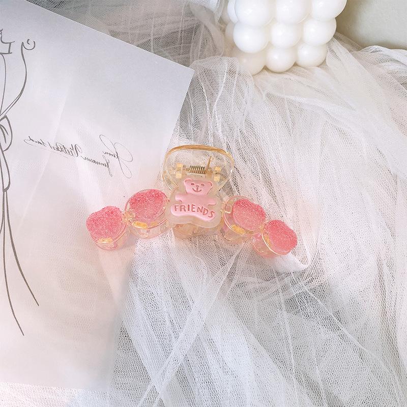 Ins Hot Sale Lovely Peach Heart Love Shark Clip Cute Girls Pink Hair Claw Clips Gummy Bear Hair Clips