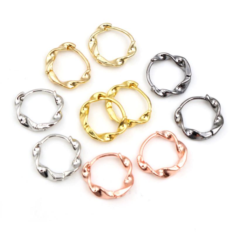 10pz Cerchi per Orecchini Fai da Te Clip 14x13mm Ottone Intrecciato Orecchini Accessori per Creazione Gioielli Componenti