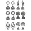 Moda feminina Jhumka Meenakari Kundans Oxidados Flor Templo Sul Indiano Brincos Tradicionais Conjunto estiloso Jhumki Grande Pacote Combinado de 6.