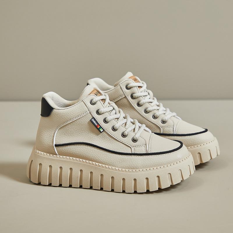 

Женская обувь для отдыха и спорта 2024 года, осень, новый дизайн, сочетание цветов, толстая подошва, высокие спортивные вулканизированные туфли Zapatos Mujer 40 хаки