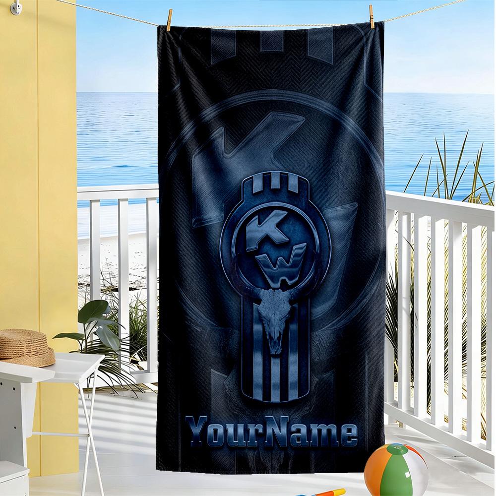 Kw Heavy Trucks Customized Name Beach Towel Super Soft & Absorbent Ideal for Travel Outdoor Swim Pool Yoga Surf Camping Hiking Gym Gift Holiday