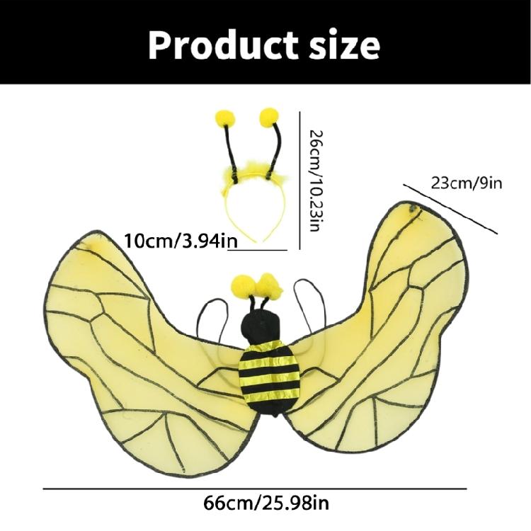 3 Pieces Bumblebees Costume Kit for Kids Adult Honeybee Costume Honeybee Headband for Halloween Cosplay Party Props