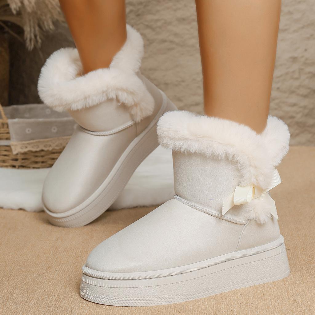 Foreign trade large size snow boots women's 2025 winter new casual fur warm outer wear thick-soled cotton boots