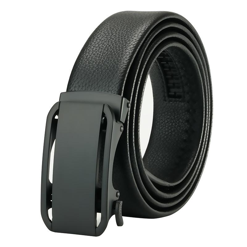 Men's Belt Genuine Leather Automatic Buckle Business Cowhide Belt Male Middle Aged and Young Versatile Simple Casual Trouser Belt for Men