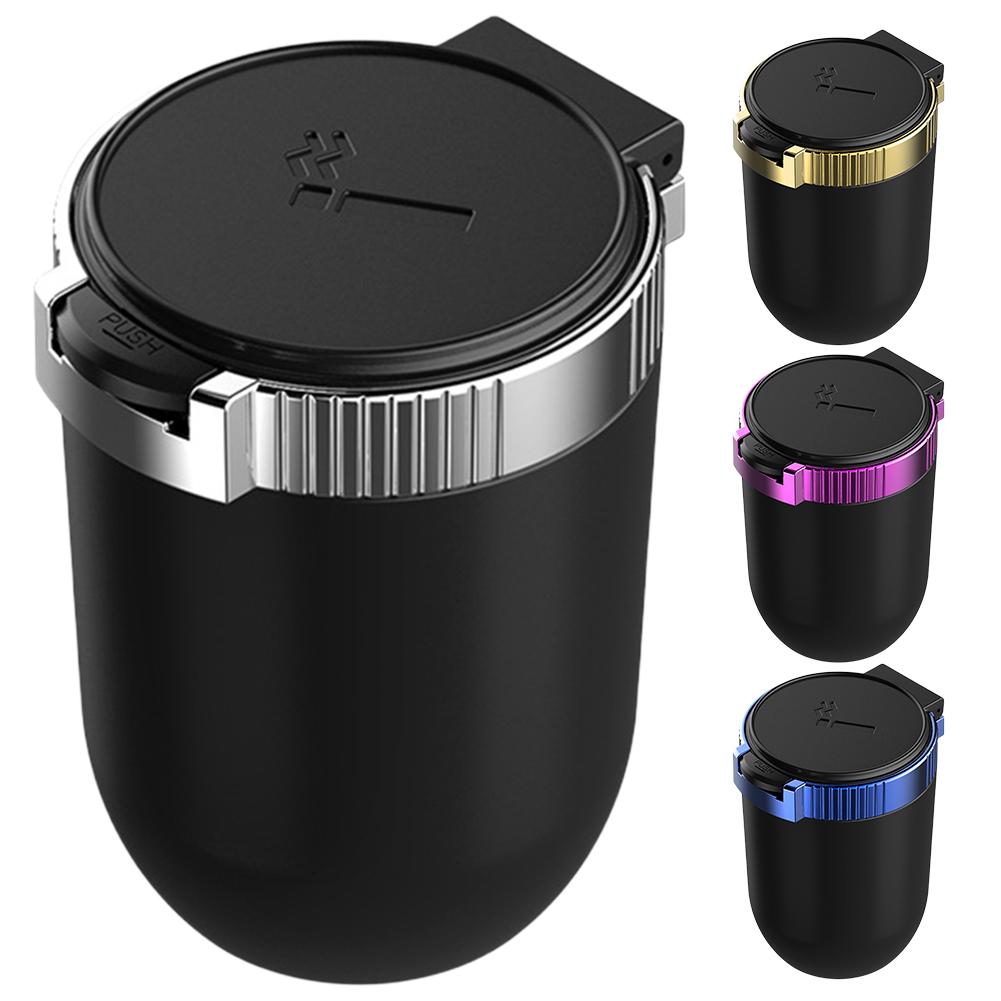 Car Ashtray Garbage with Lid Car Cigarette Ashtray LED Light Ash Tray Container Detachable Smoke Cup Holder Interior Accessories