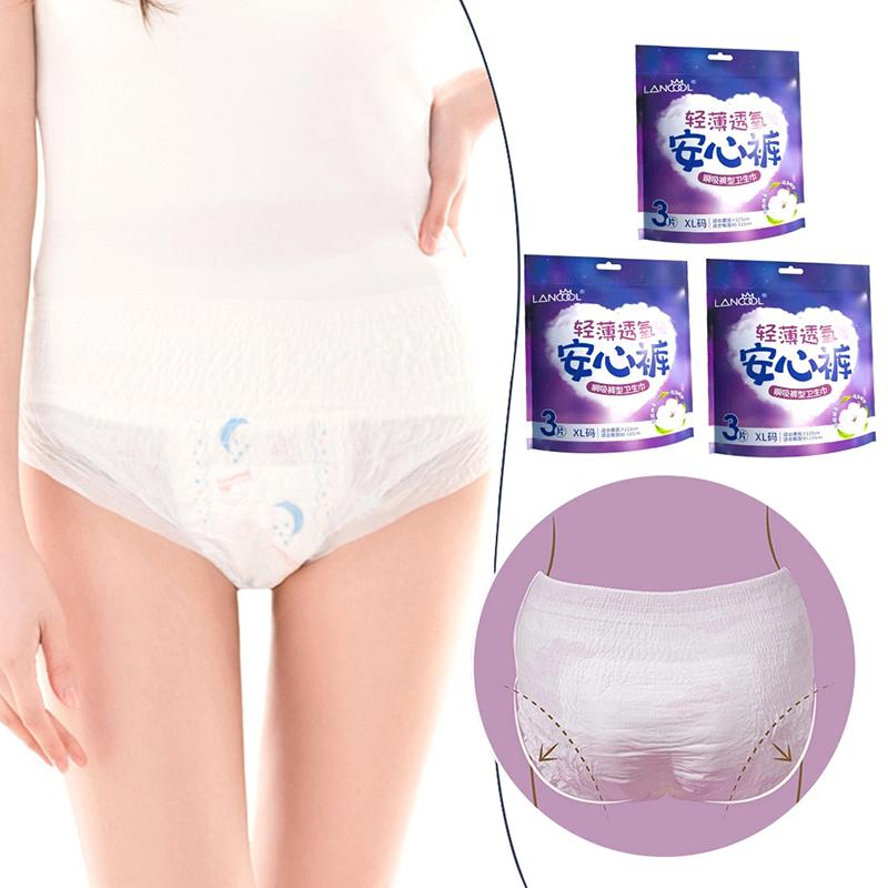 L/Xl 3Pcs/Bag Disposable Menstrual Pad Underpants For Adult Women Breathable Quick Absorption Period Panties Postpartum Use