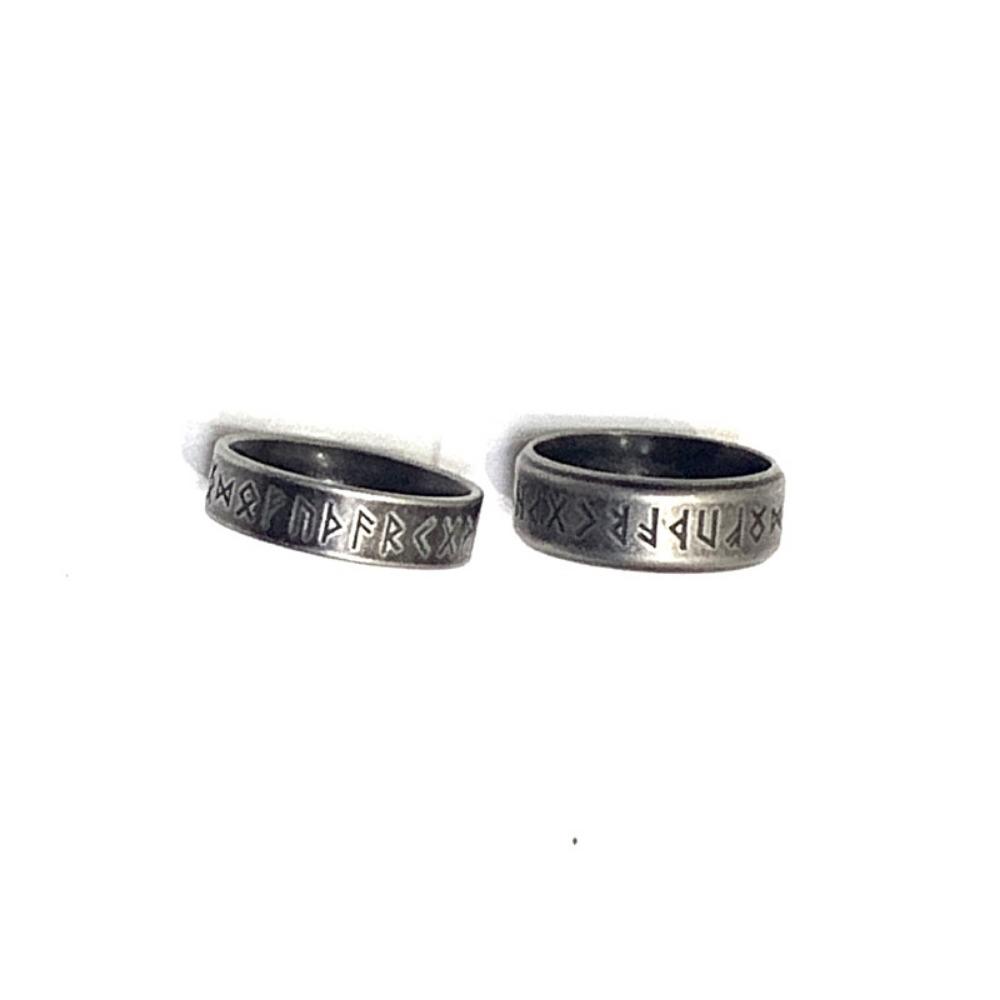 Men's Retro Rune Ring, Punk Style Trendy Design, Retro Ancient Ring Style, Party Jewelry Gift Collection
