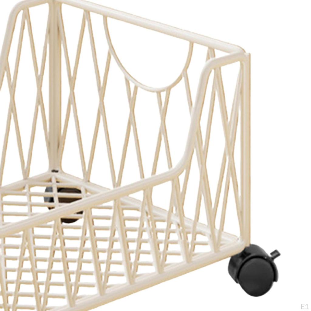 Rolling Utility Cart Movable Bookcase with Wheels Practical File Organizer Book Storage Bin for