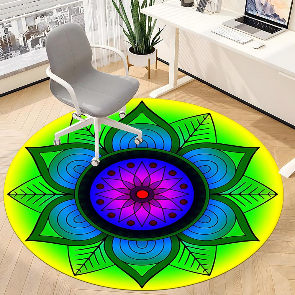 1pc Mandala, Lotus Chair Carpet for Office, Non-slip, Soft and Durable Office Rug, Perfect for Office Yy260127117