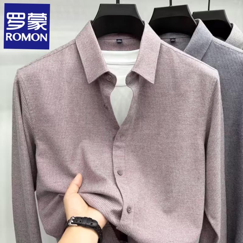 Romon Men's Modal Wool Blend Long Sleeve Business Casual Shirt