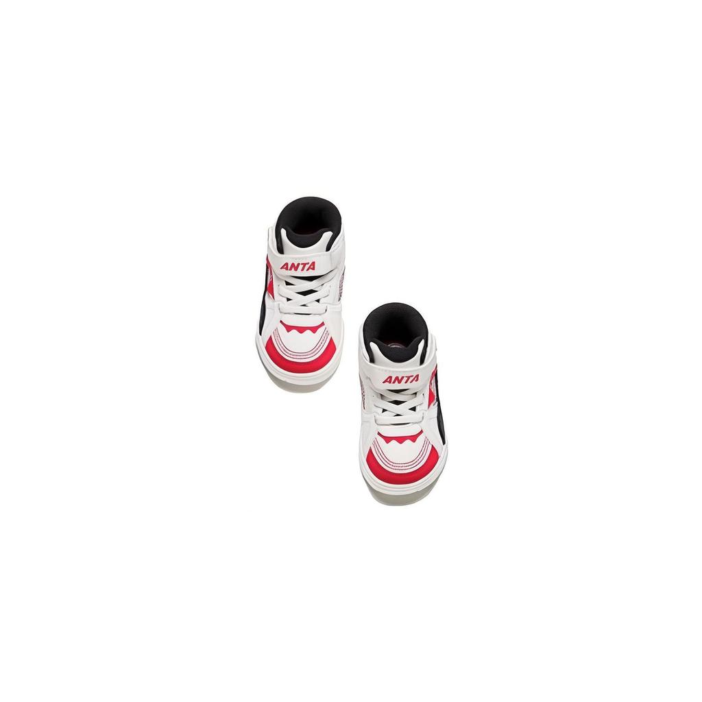 Anta Kids Non-Slip Wear-Resistant Mid-Top Walking Shoes Baby Shoes White Black Red A312340021-3