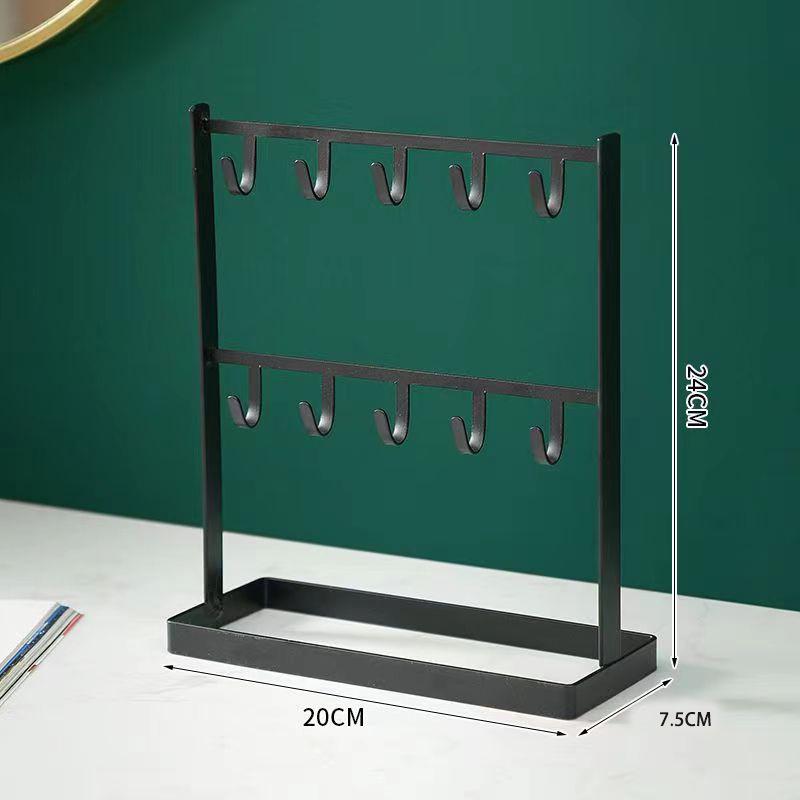 2 Tier Metal Jewelry Display Stand Earring Necklace Holder Organizer Rack Multipurpose Jewelry Storage for Dresser Vanity Table
