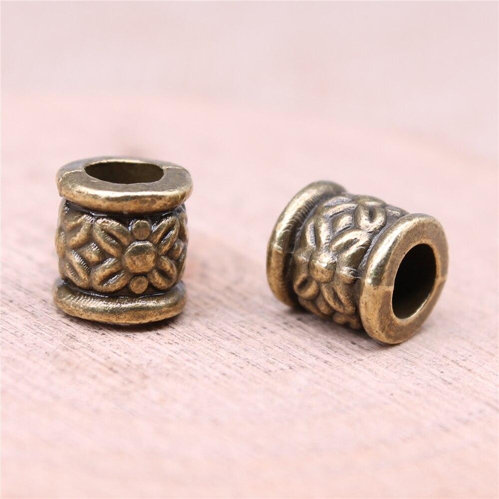 20Pcs Big Hole Spacer Beads Necklac For Woman Antique Bronze Color 8X7mm