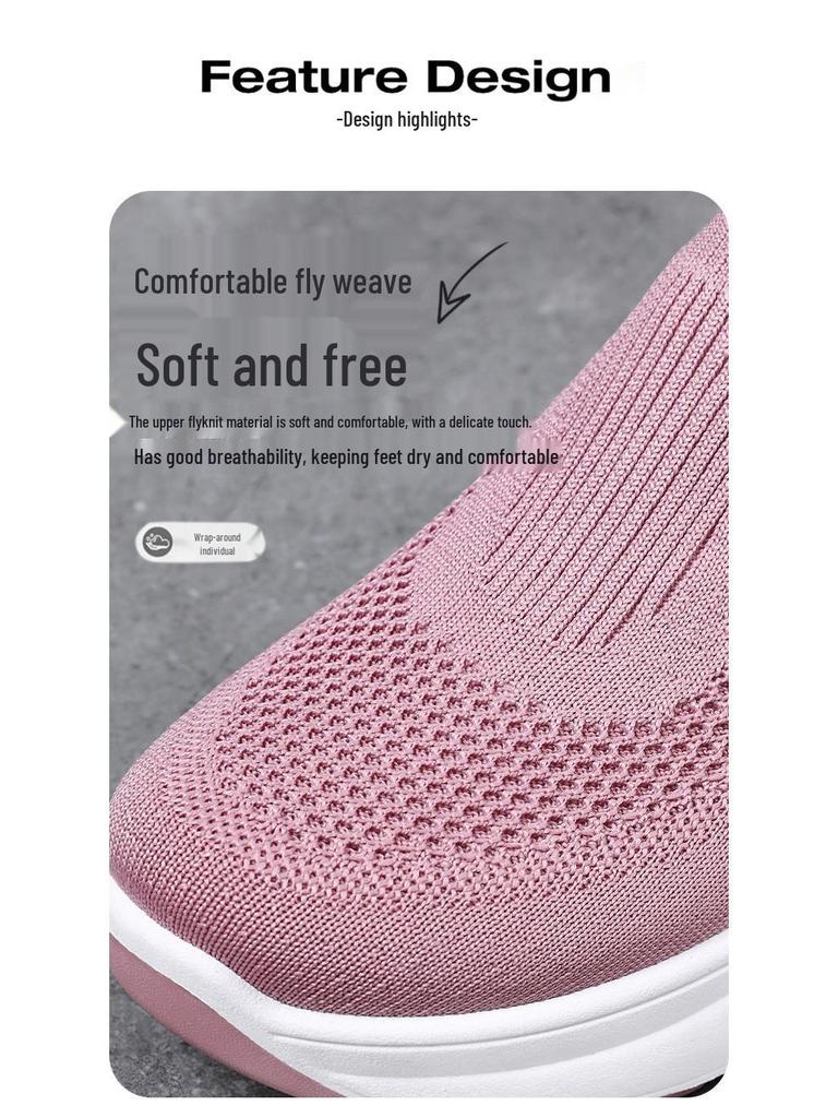 Women's Lightweight Platform Flyknit Sock Shoes: Breathable, Height-Boosting Casual Footwear for Spring