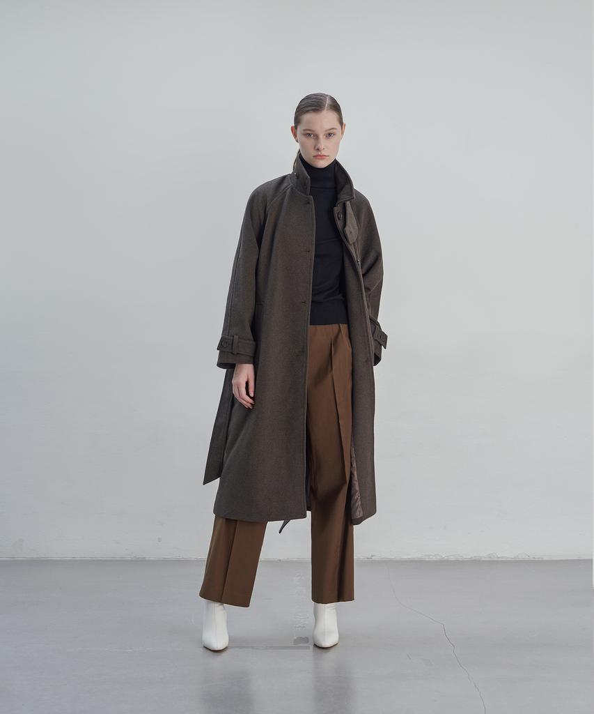 Julliapepe Signature Wool Semi Wide Slacks (Brown)