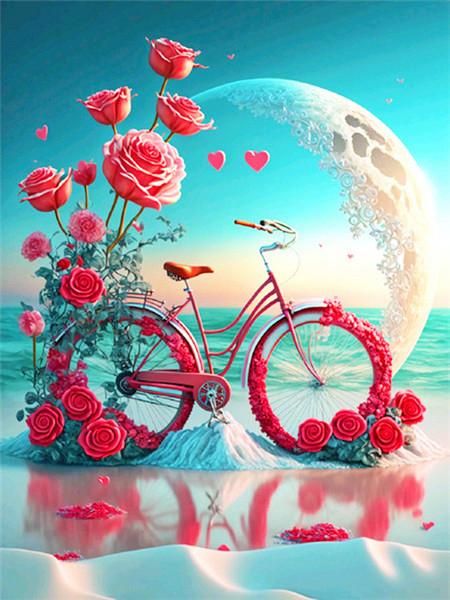 DIY Diamond Mosaic Bicycle Cross Stitch Diamond Painting Flower Love Embroidery Seaside Scenery New Arrival Handicraft