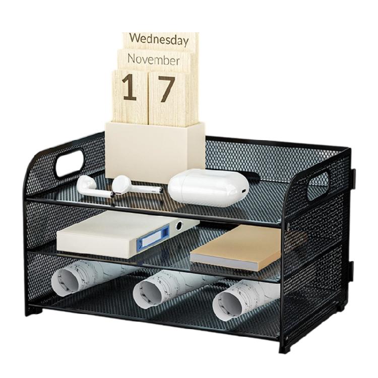 Organizador de Mesa de 3 Níveis Bandeja de Cartas Porta-Documentos Bandejas de Arquivamento Organizador de Papel Acessórios de Mesa Cadernos Suporte Classificador
