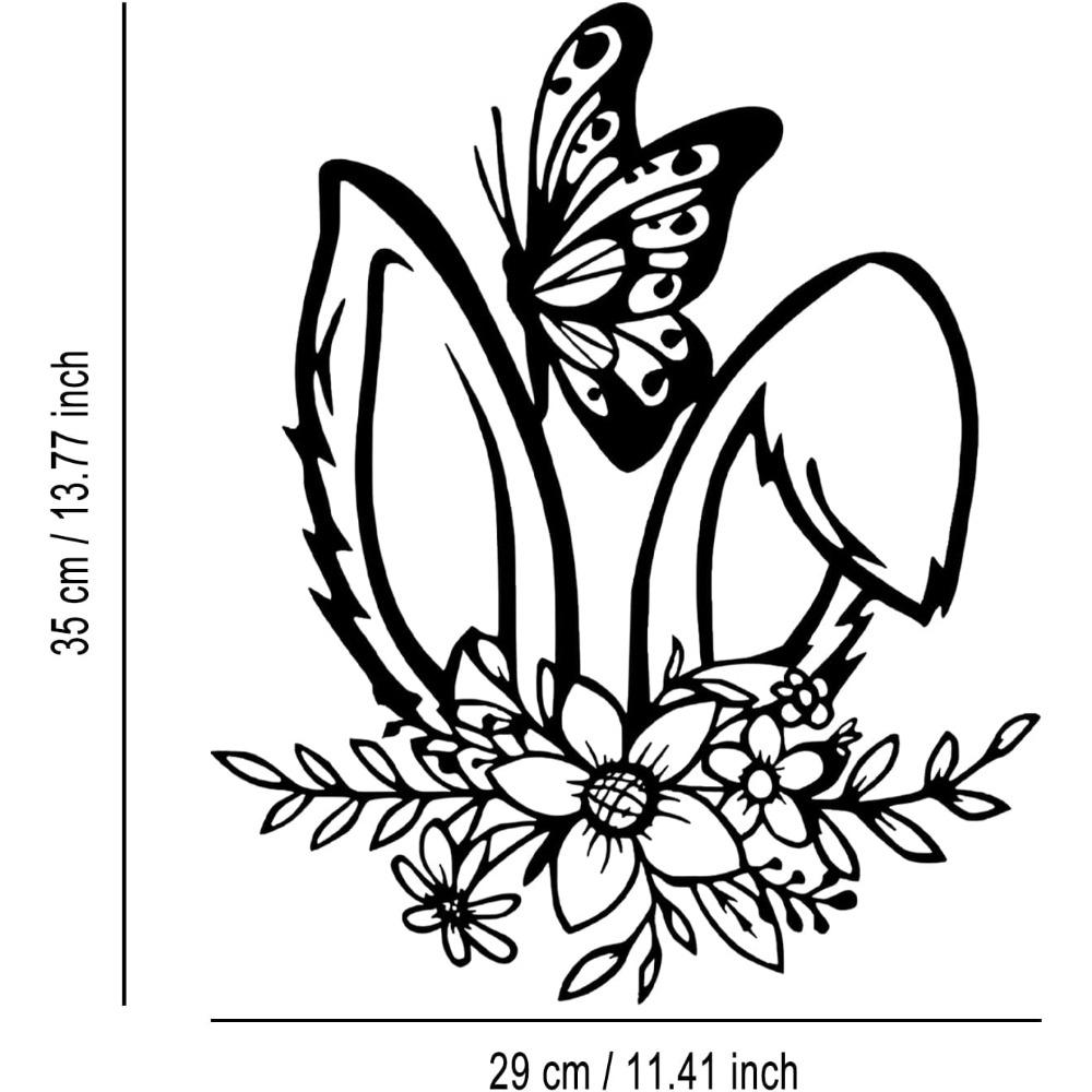 Black Rabbit Ear Butterfly Metal Wall Art Farmhouse Home Decor