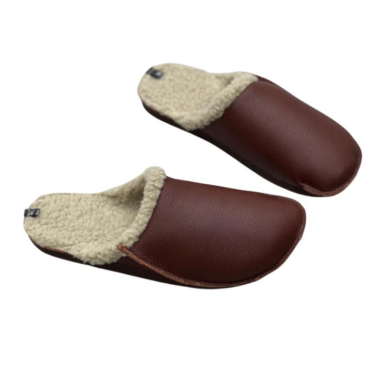 Fashion Winter Women's Shoes Plush Warm Slippers Leather Shoes Old Man Real Leather Shoes