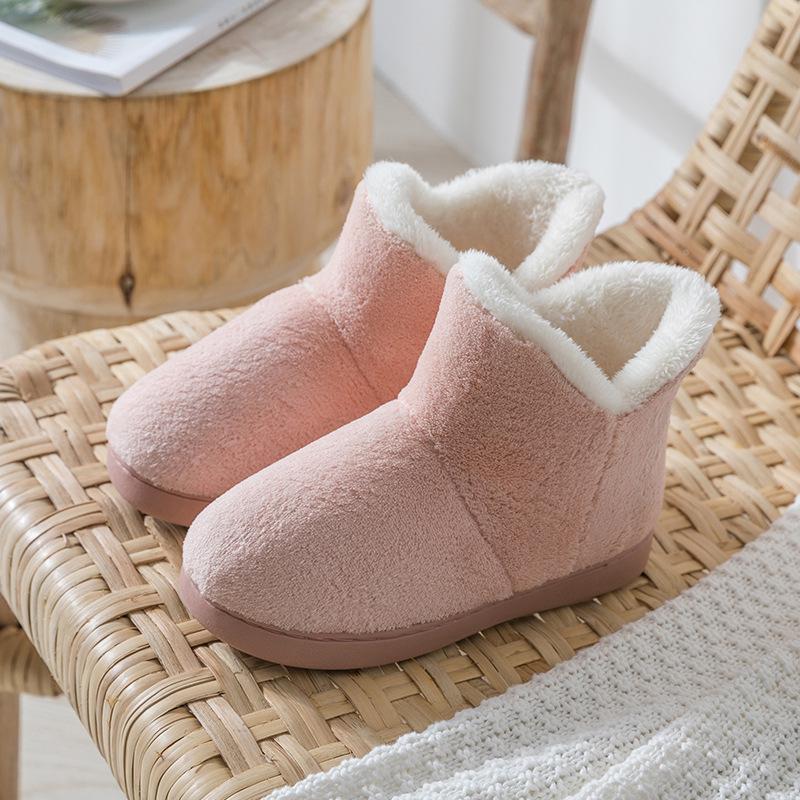 Japanese Style Coral Fleece High-Top Cotton Plush Heel Shoes - Women's & Men's Couple Snow Boots