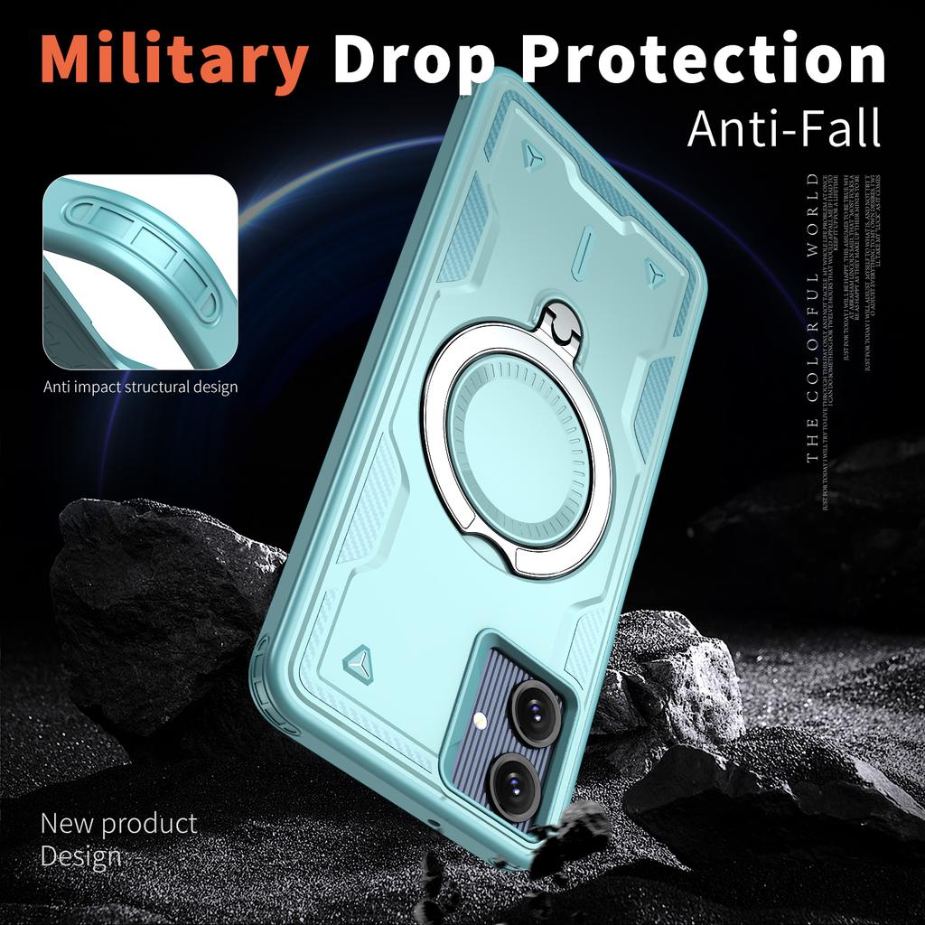 For Samsung Galaxy A07 4G Magnetic Case Military Protection PC + TPU Kickstand Phone Cover