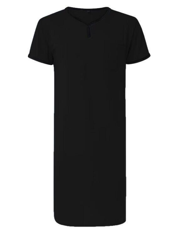 

Men s Breathable Short-Sleeve Nightgown - Loose, Skin-Friendly European/American T-Shirt Pajamas for Home M чёрный