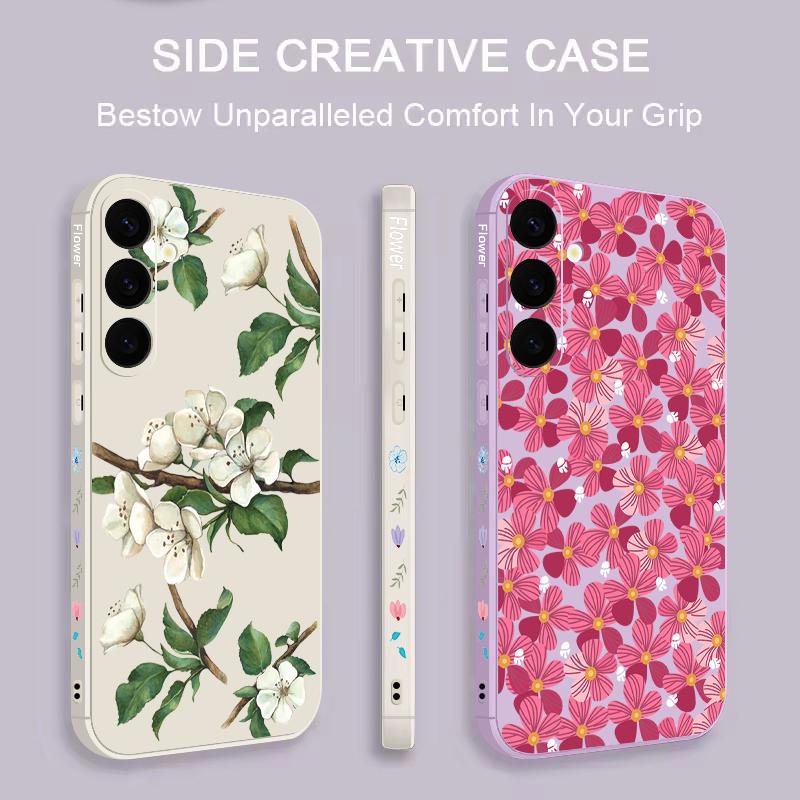 Cartoon Lucky Flower Case For Samsung S26 S25 Ultra S24 S23 S22 Plus S21 FE A15 A16 A17 A35 A36 A54 A55 A56 5G Soft Silicone Cover