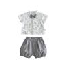 Korean Style Boys' Summer Suit: Formal 0-4 Years Short Sleeve Shirt, Shorts, & Bow Tie for Baby's First Birthday