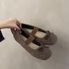 French retro light mouth bow with hairy single shoes women's 2025 new cute ballet shoes grandma shoes