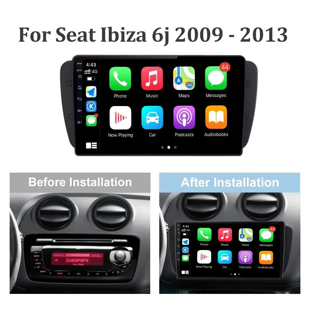 Android 13.0 Wireless CarPlay Auto Car Radio For Seat Ibiza 6j 2009 - 2013 Multimedia Video Player 4G WIFI GPS Camera Navigation