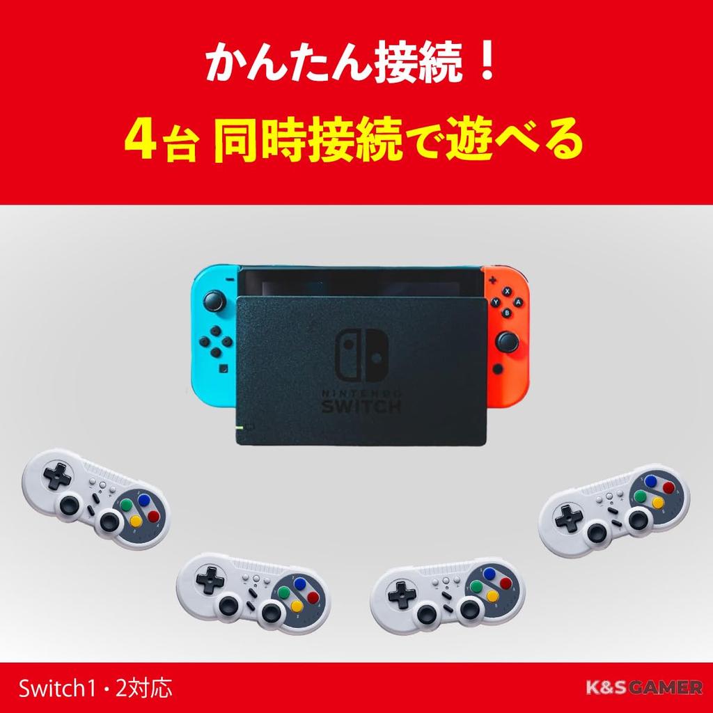 [K&SGAMER] Switch Pro Controller Super Nintendo Style Gamepad (Compatible with Switch 1 & 2, Steam, and PC)