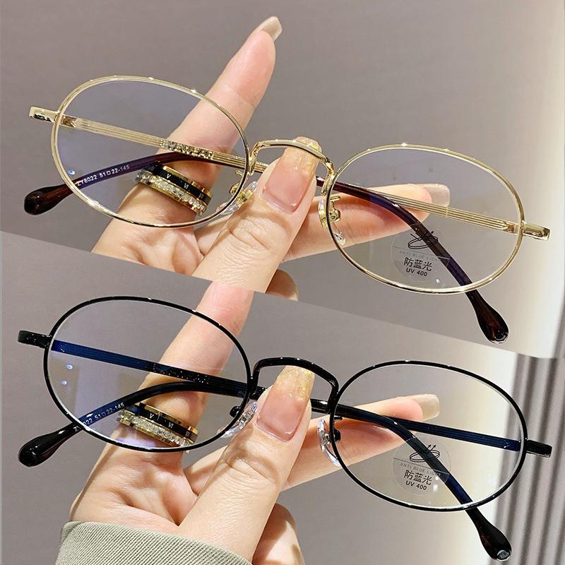

2 шт. Вінтажні окуляри проти синього світла, овальна металева оправа, дизайнерський бренд, мода, жіночі металеві оптичні оправи, комп ютерні окуляри