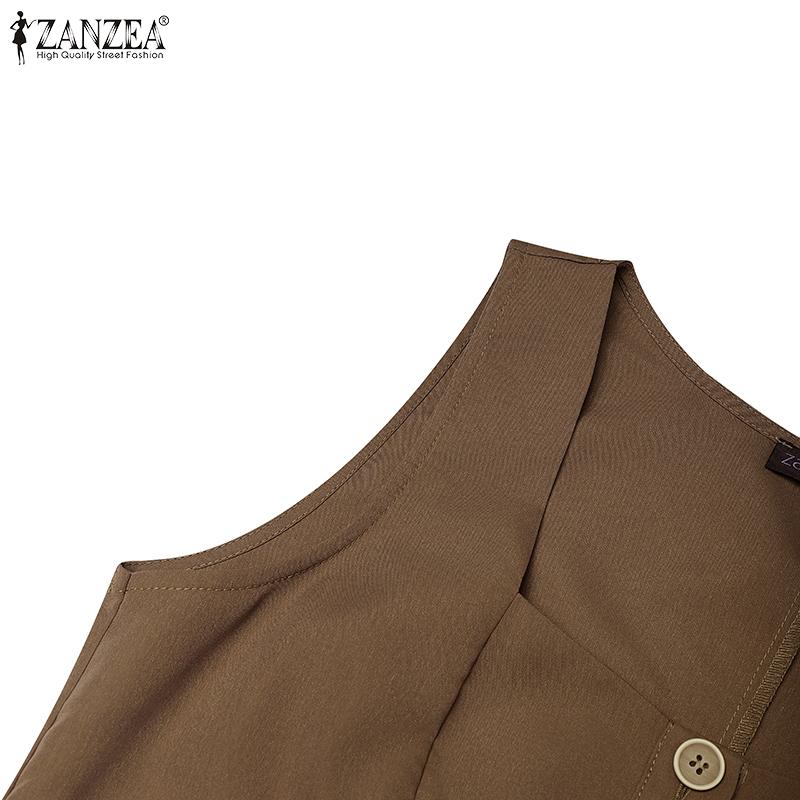 ZANZEA Women Square Collar Summer Casual Sleeveless Dress