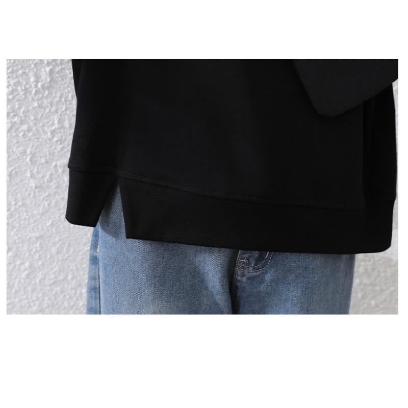 DIMANAF 2025 Autumn Plus Size Women Hoodies Shirts Long Sleeve T-shirt Loose Casual Tops Tees Black