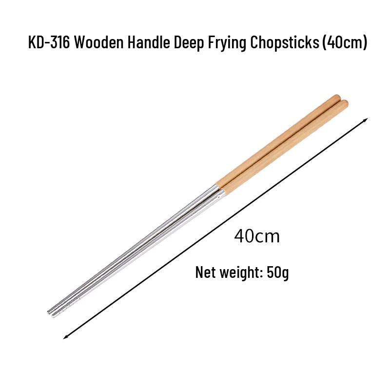 Stainless Steel Long Hotpot/Frying Chopsticks with Wooden Handle