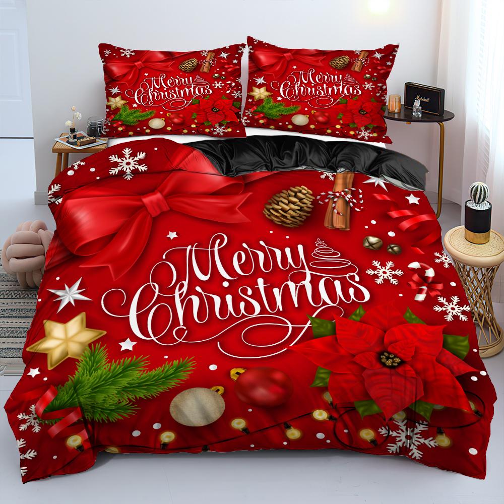 Merry Christmas Bedding Set King Queen Full Twin Size Kids Cartoon Duvet Cover Snow Comforter Cover 2/3pcs Polyester Quilt Cover