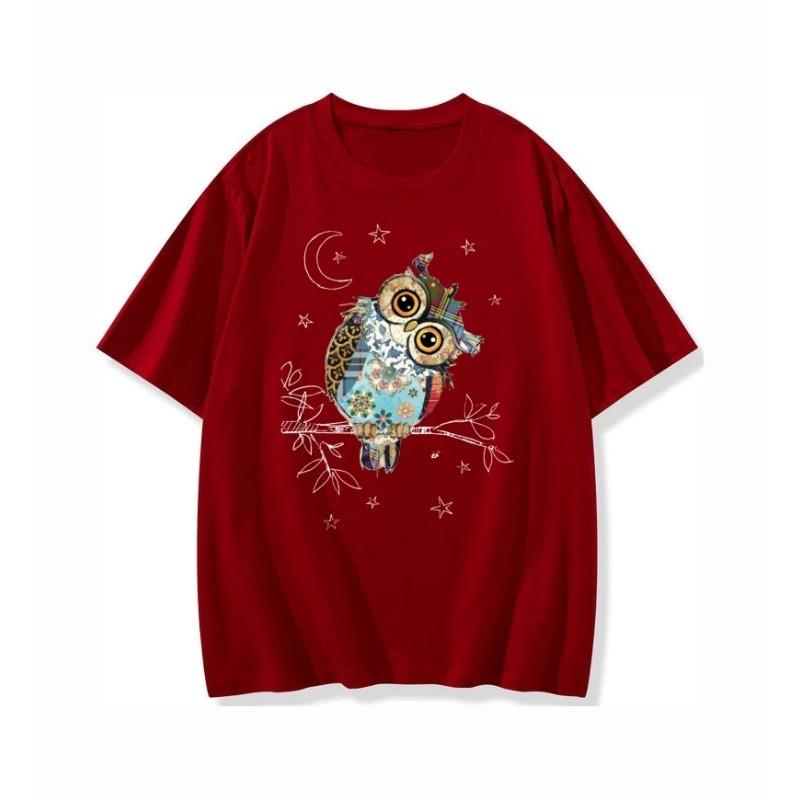 

Женская футболка Хлопок 100% Хлопок Животное Повседневная Выходной Черный Белый Розовый Принт Короткий рукав Базовые футболки 3XL