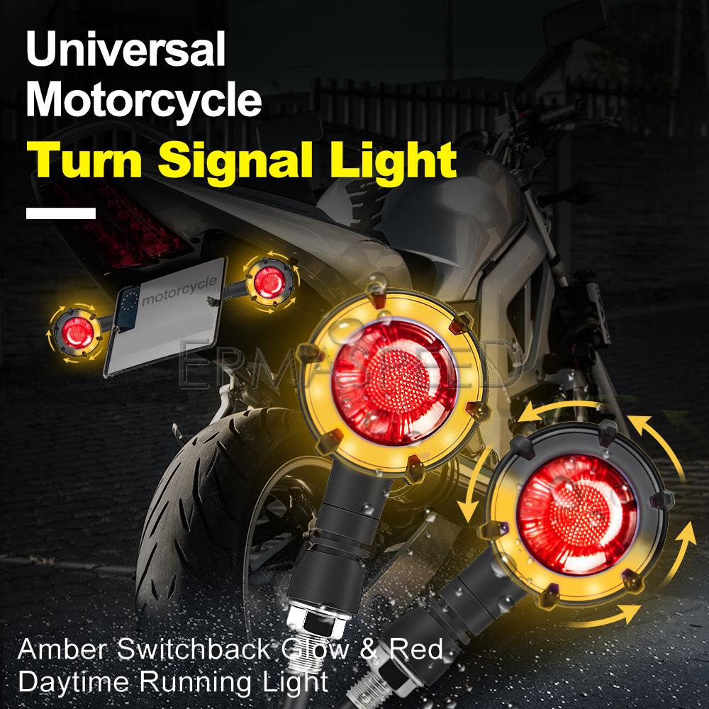 2/4 Buah Lampu LED Sinyal Belok Sepeda Motor Indikator Kedipan Berkedip Mengalir Berurutan Kuning Lampu Berlari Siang Hari Sepeda Motor
