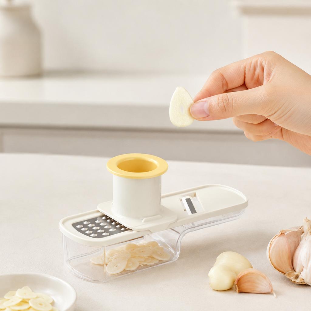 Multifunctional 3 In 1 Garlic Press Garlic Mincer Garlic Peeler Garlic Masher Kitchen Tool with Container for Easy Garlic Preparation