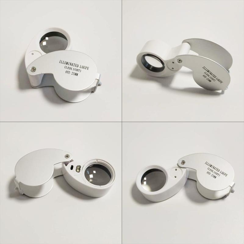 40X Jewelers Loupe Magnifier with Light Foldable Jewelry Eye Loop- Magnifier LED Illuminated Jeweler Glass