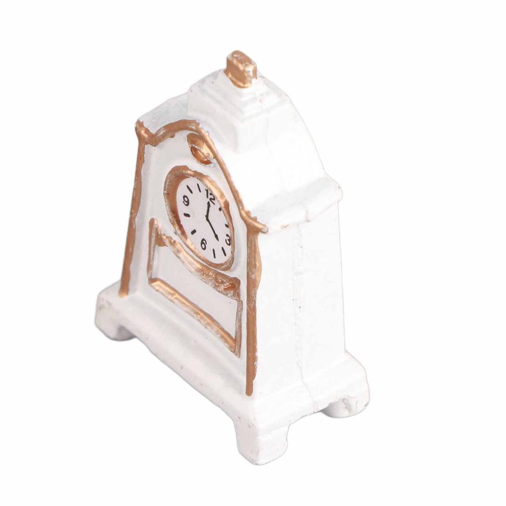 1:12 Dollhouse White Table Clock Exquisite Miniature Clock Furniture Decoration Accessories
