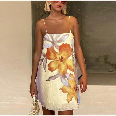Summer Floral Print Suspender Dress Women's Sexy Slim Sweet and Spicy Strap Dress