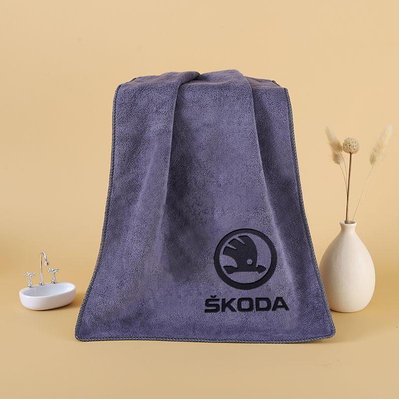 BATW7 For Skoda Octavia Fabia Superb Yeti Enyaq New Coral Fleece Car Wash Towel Drying Cloth Cleaning Towels Car Interior Accessories