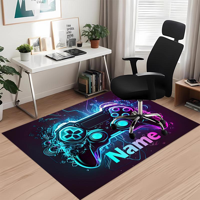 Custom Name Game Controller Printed Carpet, for Office Chair Living Room Bedroom Kitchen Room Decor Gifts.