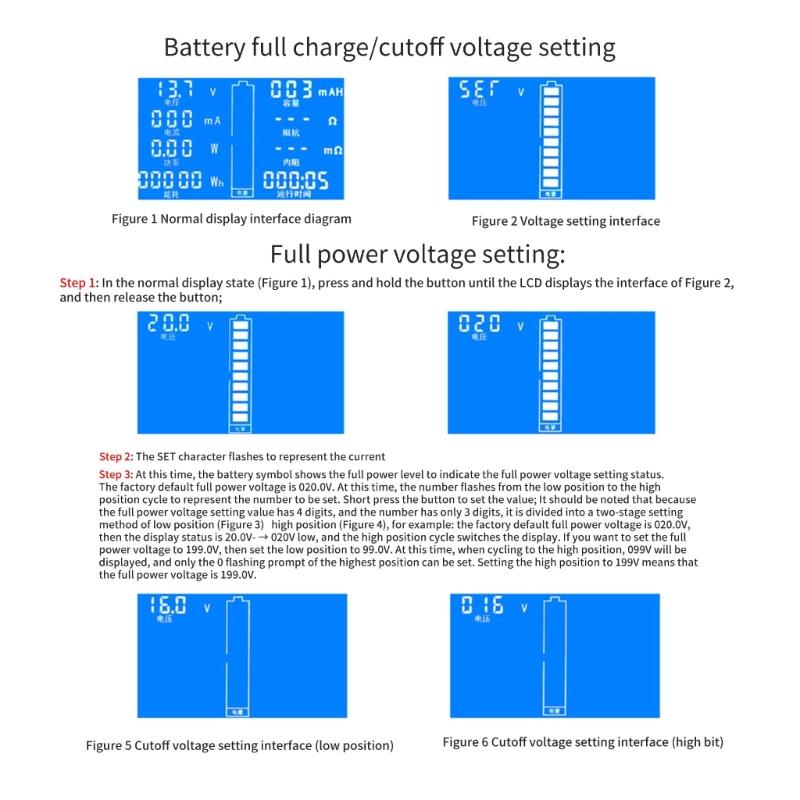 8-120V Batterietester Batterieleistungsdetektor Monitor Diagnosetester Stromverbrauchsanalysegerät LCD-Anzeige