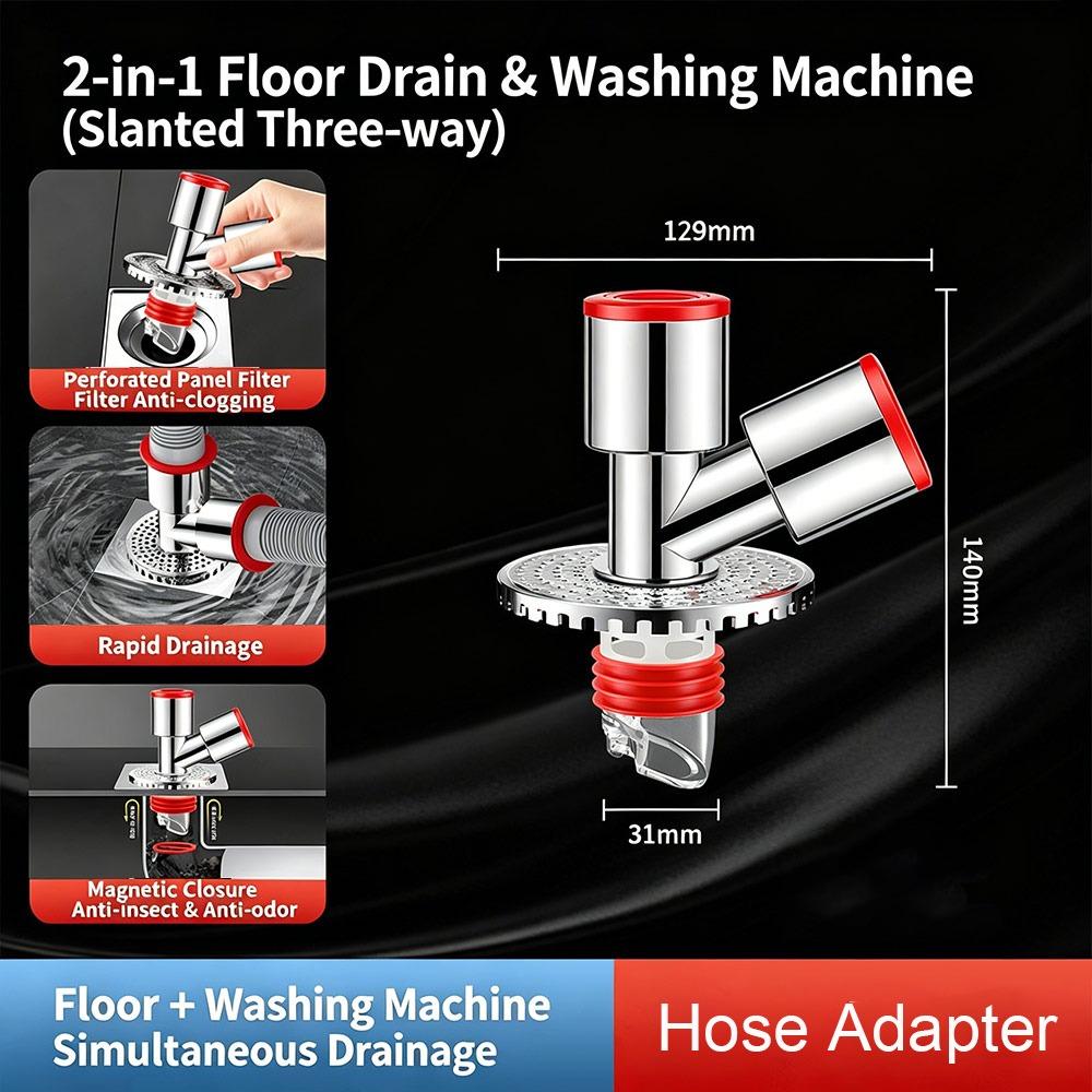 Plastic Floor Drain Tee Connector Anti-Odor Multi Functional Sewer Drain Connector Quick Installation