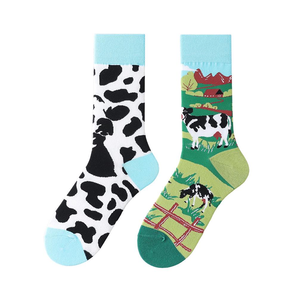 Original Asymmetrische Cartoon Hip Hop Baumwollsocken für Paare - Wadenhoch Mandarinenente Stil für Damen und Herren