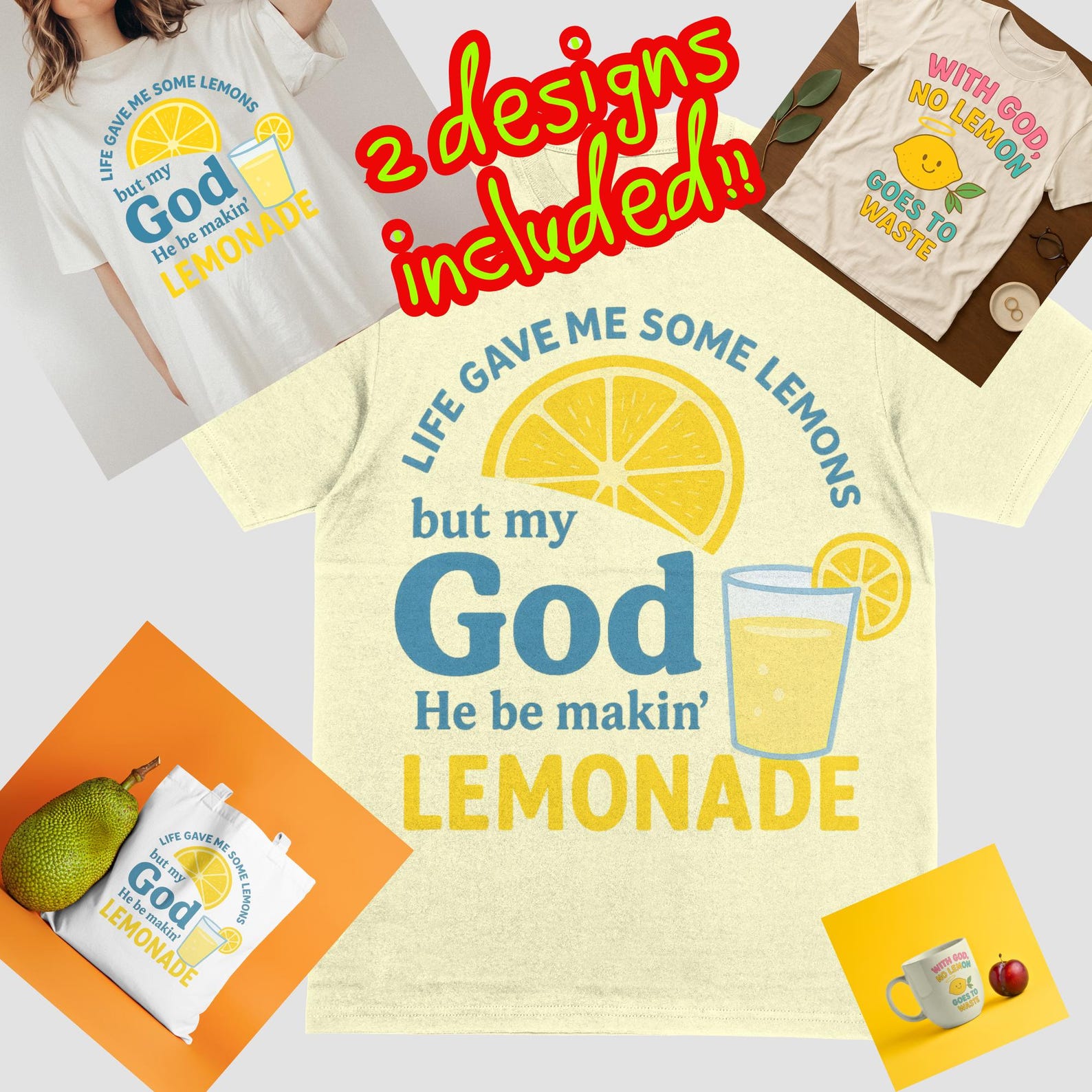Christian Lemon Shirt PNG Bundle: Faith Inspirational Designs (2 Included) M
