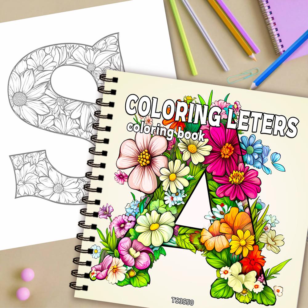 Alphabet Coloring Book, Fun Letters, Teen Coloring Book, Various Patterns, 100g Heavyweight Paper, Stress Relief, Birthday Gift
